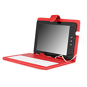 Leather Protective Case with Keyboard built-in the sliding lock for 8 Inch Tablet PC - Red