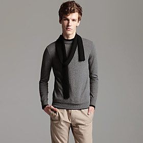 Jersey Double Hems Crewneck Pullover Cashmere / Men's Cashmere Sweaters