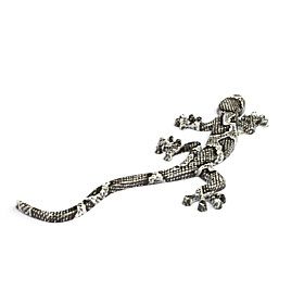 Car Chrome Emblem Badge Sticker - Black and White Gecko