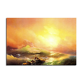Hand-painted Oil Painting The Ninth Wave by Ivan Konstantinovich Aivazovsky with Stretched Frame Hand-painted Oil Painting The Ninth Wave by Ivan Konstantinovich Aivazovsky with Stretched Frame