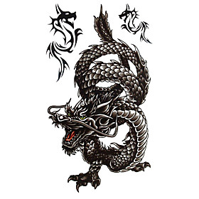 5 Pcs Black Dragon Waterproof Temporary Tattoo (20cm 10cm)