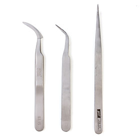 Stainless Steel TS-10/11/15 Straight and Angled Tweezerses (3-Piece Set)