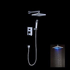 Color Changing LED Shower Faucet with 8 inch Shower Head   Hand Shower