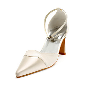 Satin Upper Chunky Heel Sandals With Sparkling Glitter Wedding Shoes More Colors Available