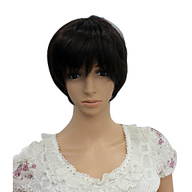 Capless Short High Temperature Wire Black Costume Party Wig