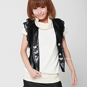 Unique button embellished lapel.Multiple layer lace design.Pocket flap decoration on both side.M:Shoulder width:27cmLength:67cmS M L sizes in Asia are different to the sizes in North America.Asia: SMLXLUSA: XXSXSSMModel Info:Model Xiaoying:Hight:170Weight:48Bust:83Waist:59Hip:85Model wearing size M. ABOUT ME:PULOOK AFTER ME:Hand Wash,Net Weight: 0.225 KGShipping weight: 0.245 KG TS Lace Embroidered Vest