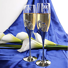 Personalized Toasting Flutes - Love Birds
