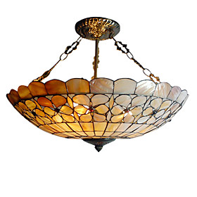 Tiffany Style Pendant Light with 3 Lights - Floral Patterned