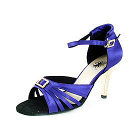 Satin Upper Peep Toe High Heel Dance Shoes Ballroom Latin Shoes for Women More Colors