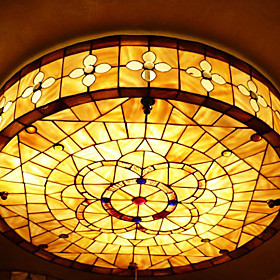 Tiffany Style Flush Mount with 3 Lights in Round