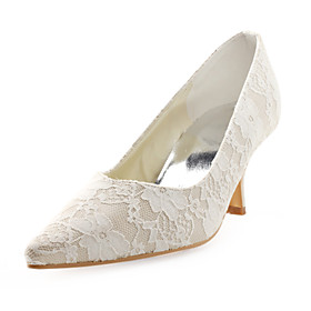 Lace Upper Stiletto Heel Pumps With Stitching Lace Wedding Shoes More Colors Available