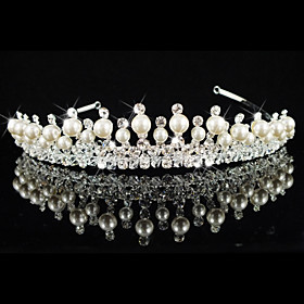 Gorgeous Alloy With Austria Imitation Pearl Wedding Bridal Tiara
