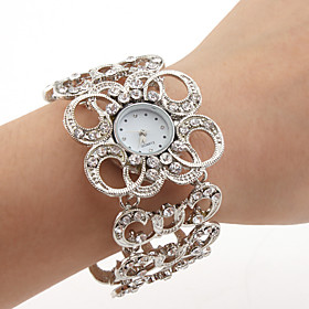 Women's Silver Bracelet Watch with White Czechic Diamond Decoration