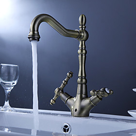 Antique Inspired Solid Brass Kitchen Faucet (Antique Brass Finish)