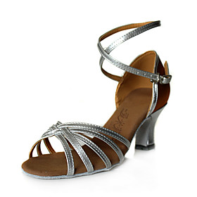 Leatherette  Upper Latin Dance Shoes Sliver Ballroom Practice Shoes for Women More Colors