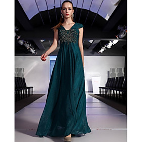 A-line/Princess V-neck Floor-length Chiffon With Beading/Button Ready-to-Wear Evening/Prom Dress