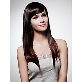 Capless Extra Long Top Grade Quality Synthetic Dark Brown Straight Hair Wig