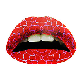 2 Pcs Red Temporaty Lip Tattoo Sticker