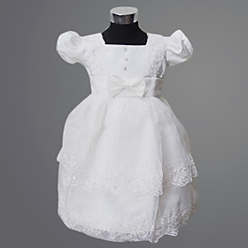 Ball Gown/ Princess Square Knee-length Satin/ Tulle With Bow/ Lace Flower Girl Dress Ball Gown/ Princess Square Knee-length Satin/ Tulle With Bow/ Lace Flower Girl Dress
