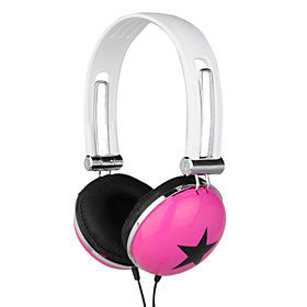 3.5mm Stereo Five-star Fashion Headphone(Black White Pink)