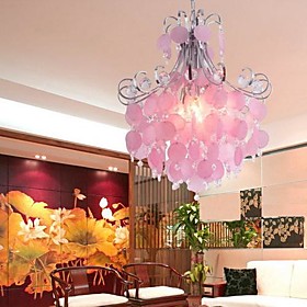 Elegant Crystal Chandelier with 4 Lights in Pink