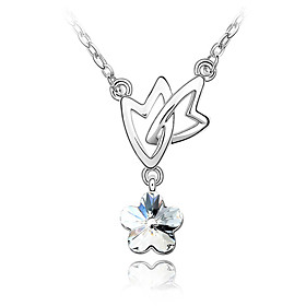 Crystal Floating Leaf Necklace