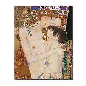 Hand-painted People Oil Painting by Gustav Klimt with Stretched Frame