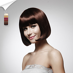 Capless 100% Human Hair Short Bob Brown Synthetic Wig 5 Colors To Choose