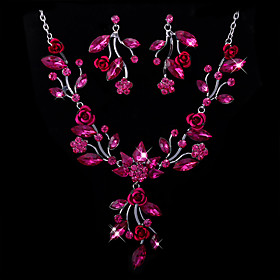 Gorgeous Rhinestones With Alloy Plated Wedding Jewelry Set Including Necklace And Earrings