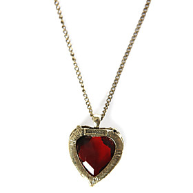 TS Alloy Red Heart Pendant Necklace