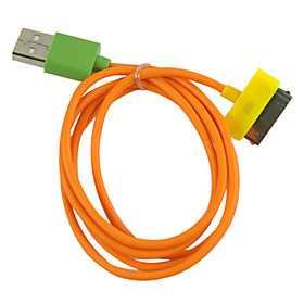 Sync and Charging Cable for iPhone, iPad and iPod Touch (100cm/Orange Cable with Colorful Connectors
