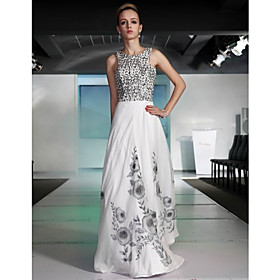 A-line/ Princess Jewel Floor-length Chiffon With Sequined/ Pattern Ready-to-Wear Evening/ Prom Dress