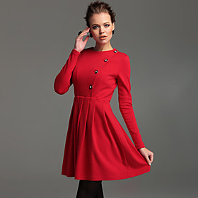 TS Gold Button Embellished Ruffle Dress