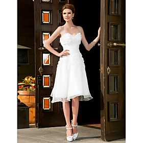 A-line Sweetheart Knee-length Organza Wedding Dress