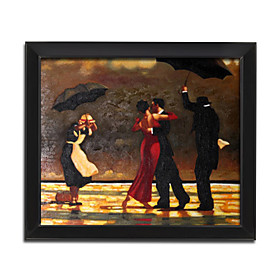 Framed Hand-painted People Oil Painting  with Stretched Frame