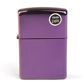 Genuine Zippo Copper Oil Lighter - Abyss Logo (Purple)