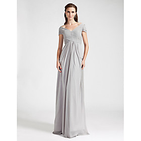 Sheath/Column Off-the-shoulder Floor-length Chiffon Bridesmaid Dress