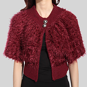Half-Sleeve Feather/Fur/ Sweater With Botton Party/ Office Jacket/ Wrap