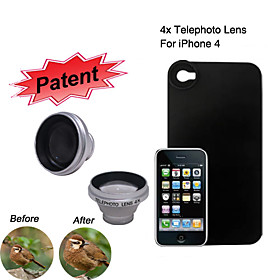 4x Telephoto Lens with Protective Back Case for iPhone 4