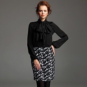 ts Vintage-Stil Fliege große Laterne Ärmel Bluse Shirt