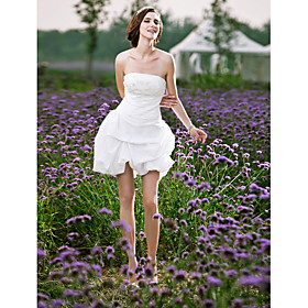 Sheath/ Column Strapless Short/ Mini Taffeta Wedding Dress