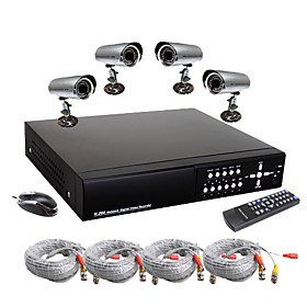 4CH DVR Kit With  H.264 Compression DVR   Outdoor Waterproof   Camera  (420TV line 1/3