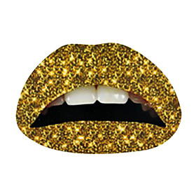 5 Pcs Golden Glittering Temporaty Lip Tattoo Sticker