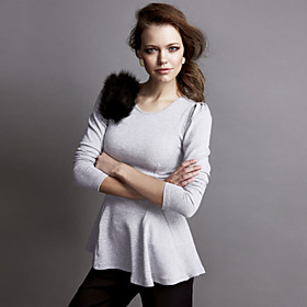TS Rabbit Fur Embellished Fishtail Knitted Shirt