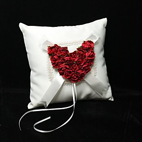 Red Rose Heart Ring Pillow