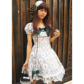 Short Sleeve Knee-length Charlotte Floral Cotton Classic Lolita Dress