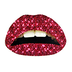 5 Pcs Glittering Red Temporaty Lip Tattoo Sticker