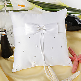 Wedding Collection: Ring Pillow Themes: Garden Theme Seasons: Spring, Summer, Autumn, Winter Color: White Covering Fabric: Satin Embellishment: Bow, Sash, Rhinestones Ring Pillow Size: 8 quot; times;8 quot; (20cm x 20cm) Net Weight (Kg): 0.10 Shipping Weight (Kg): 0.15 Tips: A must-have wedding accessory piece that adds a sweet touch to your wedding day. Love Ever Lasting Ring Pillow