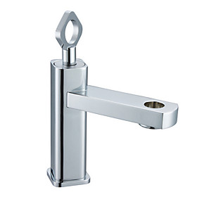 Ring Handle Solid Brass Contemporary Bathroom Sink Faucets (Chrome Finish)