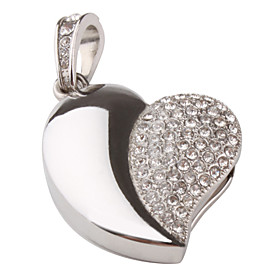 8GB Heart Shaped Pendant Style USB Flash Drive (Silver)